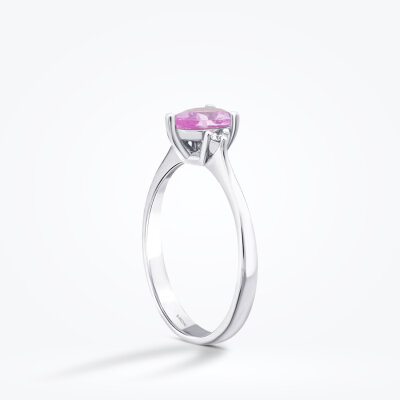 1.36 Karat Pırlanta Pembe Safir Yüzük - 2