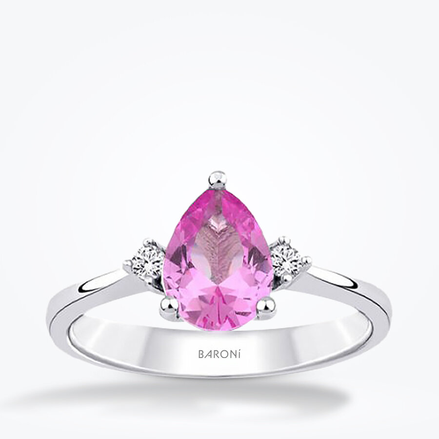 1.36 Karat Pırlanta Pembe Safir Yüzük