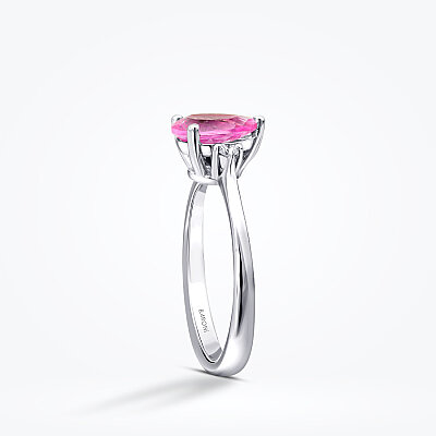 1.36 Karat Pırlanta Pembe Safir Yüzük - 2
