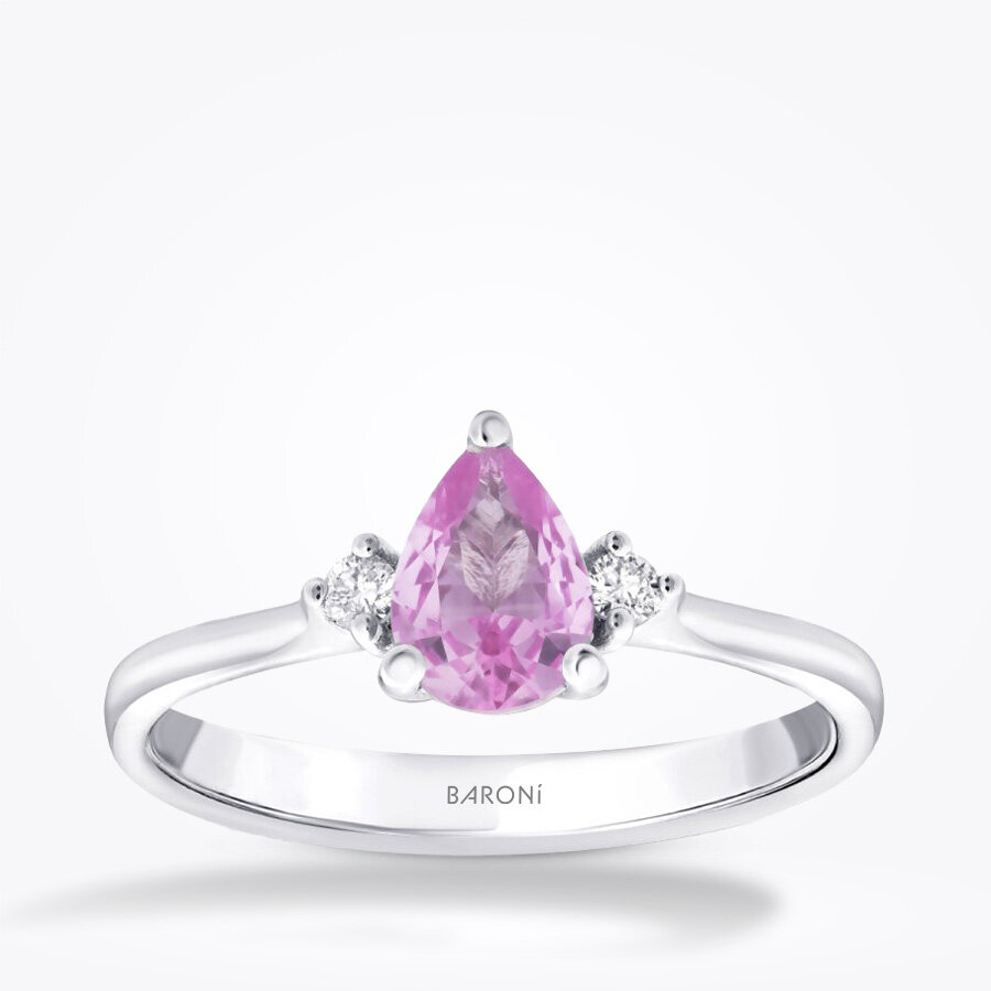 1.36 Karat Pırlanta Pink Safir Taşlı Yüzük - Baroni Diamond