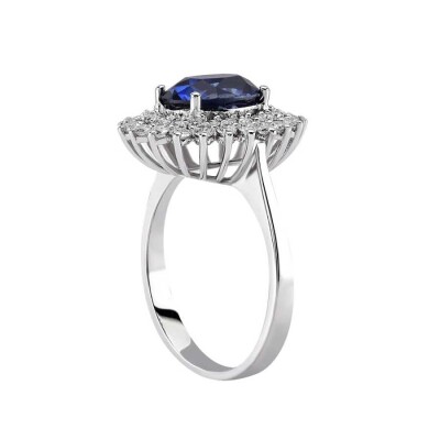 1.36 Karat Pırlanta Safir Yüzük - 3