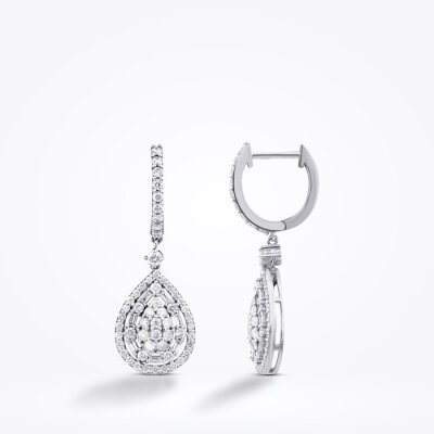 1.39 Karat Pırlanta Baget Küpe - 1