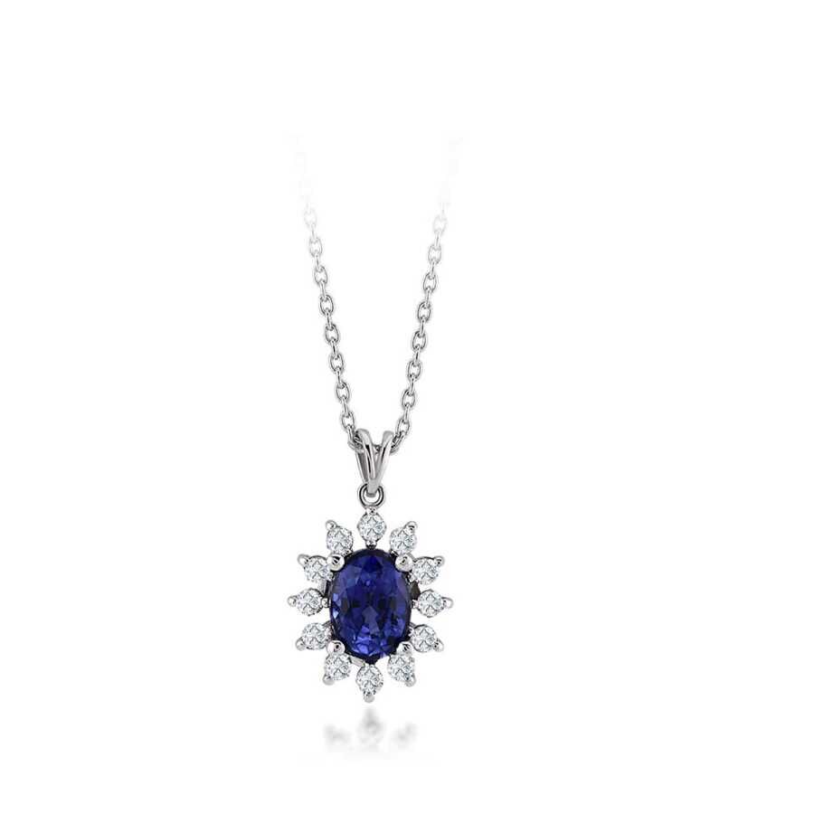 1.39 Karat Pırlanta Safir Kolye