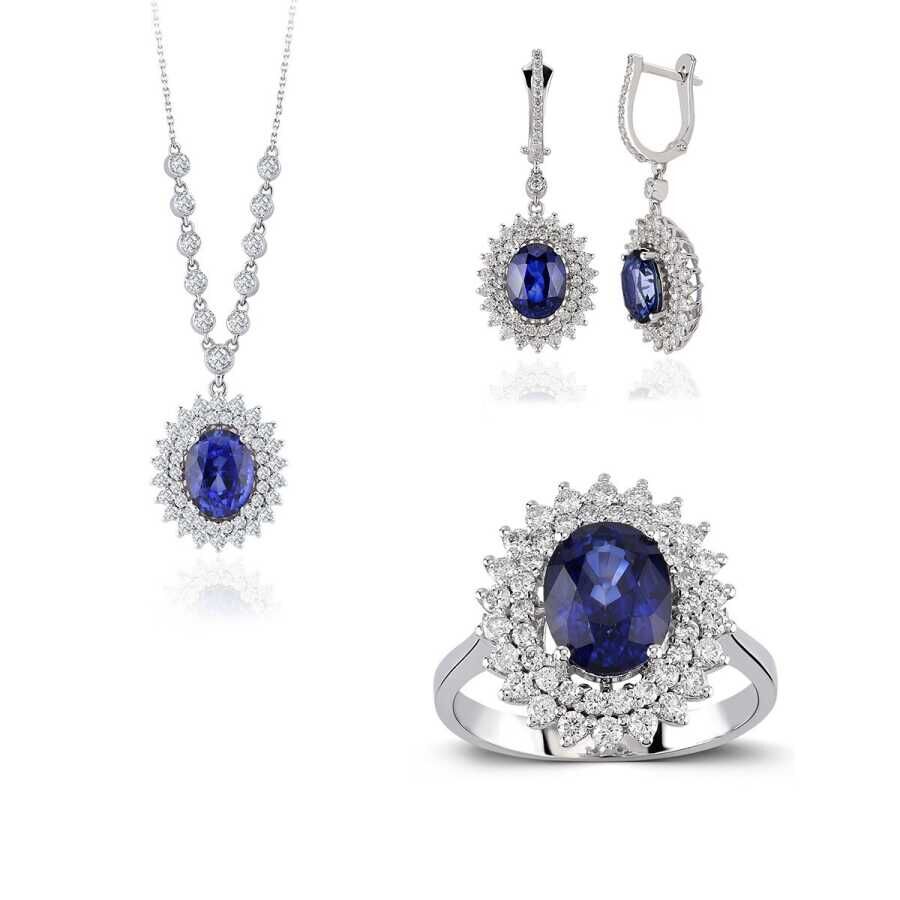 13.90 Karat Pırlanta Safir Set