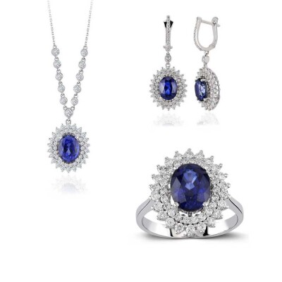 13.90 Karat Pırlanta Safir Set - 2