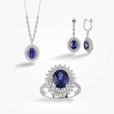 13.90 Karat Pırlanta Safir Set - 1