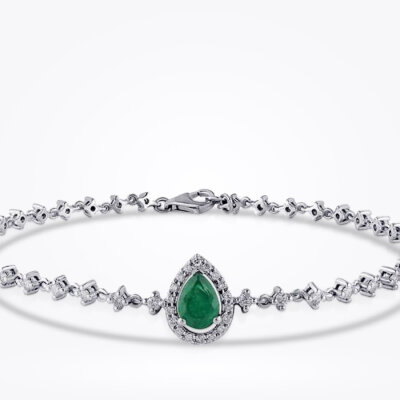 1.40 Karat Pırlanta Damla Zümrüt Bileklik - Baroni Diamond (1)