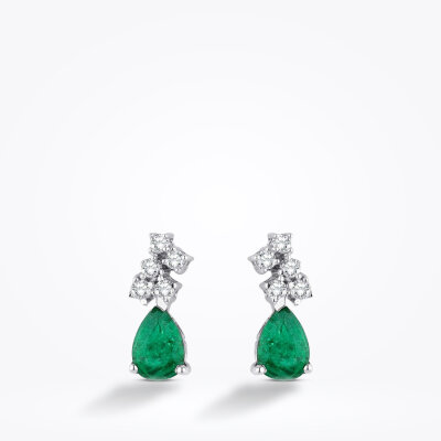 1.40 Karat Pırlanta Zümrüt Küpe - Baroni Diamond (1)