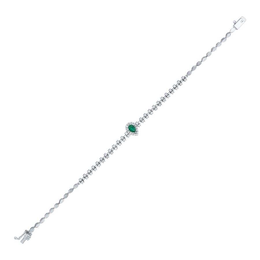 1.41 Karat Pırlanta Zümrüt Bileklik - Baroni Diamond