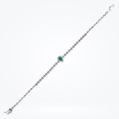 1.41 Karat Pırlanta Zümrüt Bileklik - 1