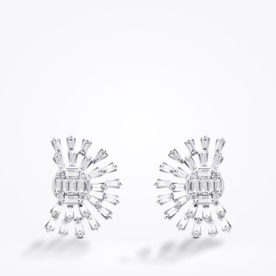 1.42 Karat Pırlanta Baget Küpe - 2