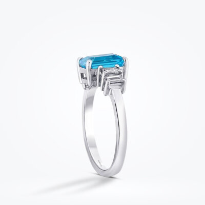 1.44 Karat Pırlanta Blue Topaz Yüzük - 2