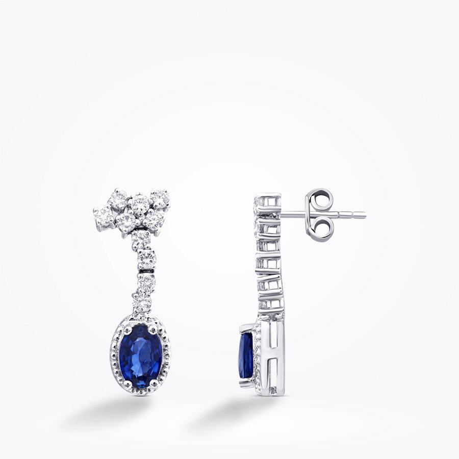 1.44 Karat Pırlanta Safir Küpe