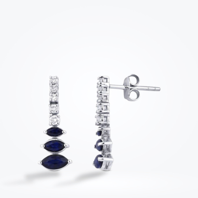 1.44 Karat Pırlanta Safir Küpe - Baroni Diamond