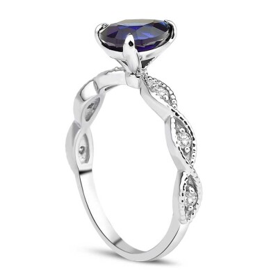 1.45 Karat Pırlanta Damla Safir Yüzük - Baroni Diamond (1)