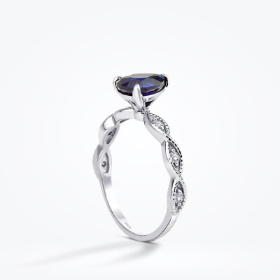 1.45 Karat Pırlanta Damla Safir Yüzük - Baroni Diamond (1)