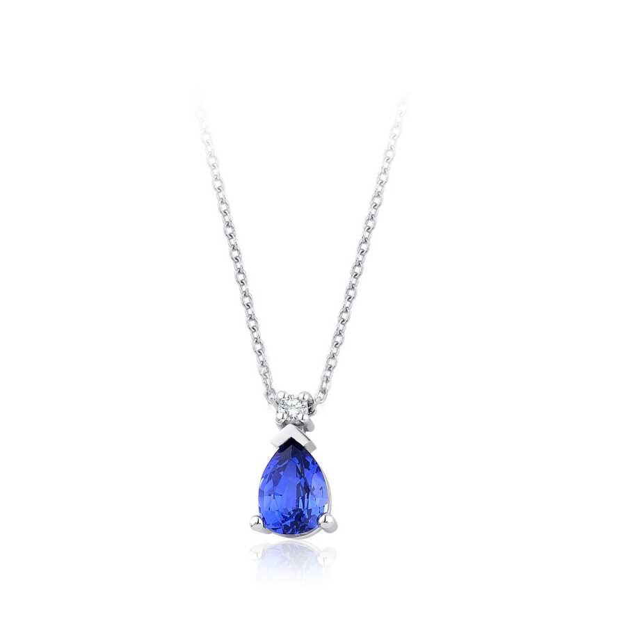 1.45 Karat Pırlanta Safir Kolye - Baroni Diamond