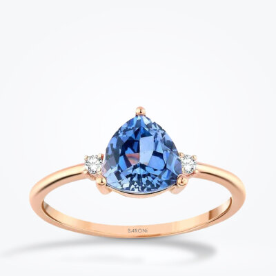 1.46 Karat Pırlanta Safir Yüzük - 1