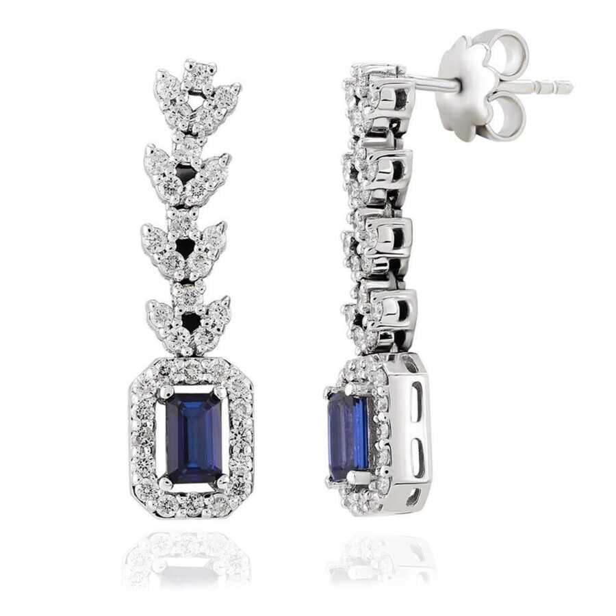 1.47 Karat Pırlanta Safir Küpe