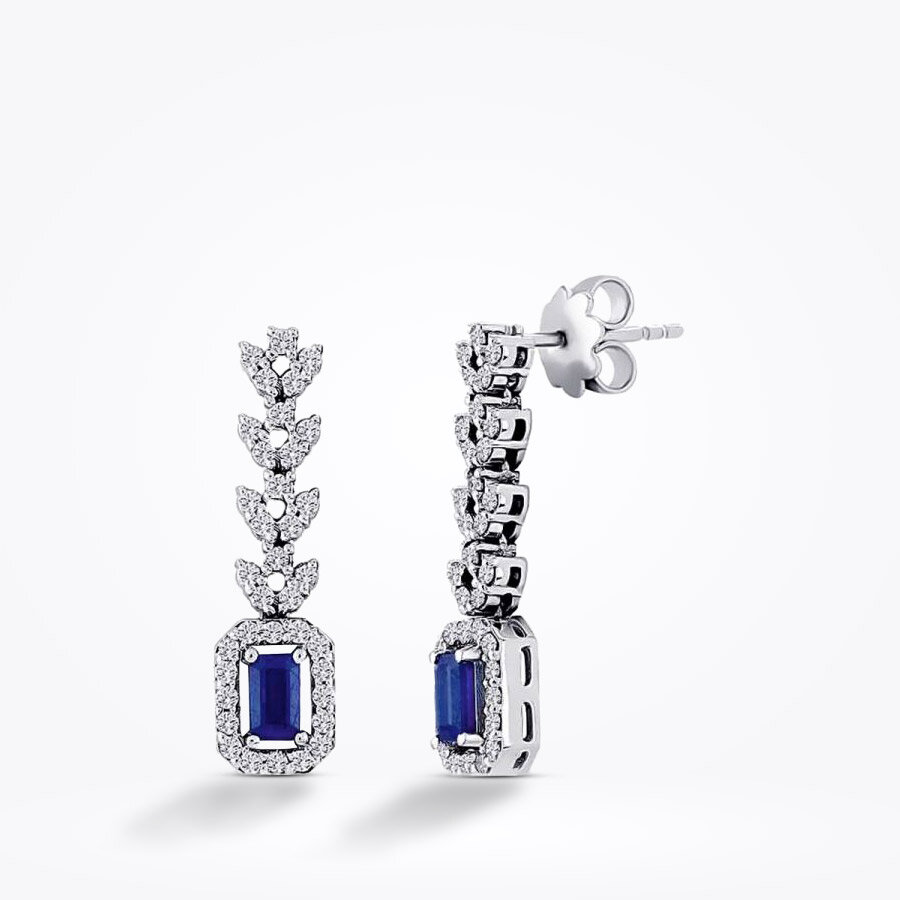 1.47 Karat Pırlanta Safir Küpe - Baroni Diamond