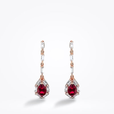 1.48 Karat Pırlanta Baget Yakut Küpe - Baroni Diamond (1)