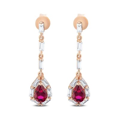 1.48 Karat Pırlanta Baget Yakut Küpe - Baroni Diamond (1)