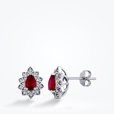 1.48 Karat Pırlanta Yakut Küpe - Baroni Diamond