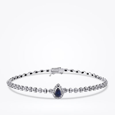 1.50 Karat Pırlanta Safir Bileklik - 1