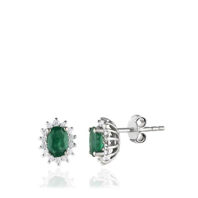 1.51 Karat Pırlanta Zümrüt Küpe - Baroni Diamond