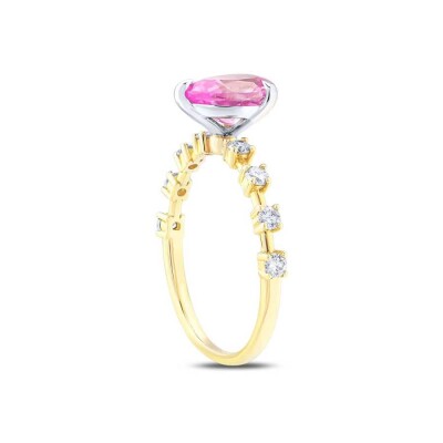 1.52 Karat Pırlanta Pembe Safir Taşlı Yüzük - 2
