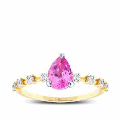 1.52 Karat Pırlanta Pembe Safir Taşlı Yüzük - 1