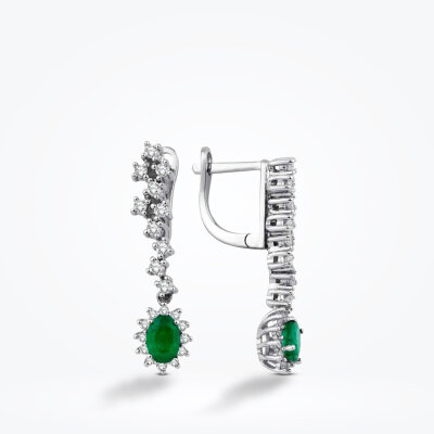 1.52 Karat Pırlanta Zümrüt Küpe 