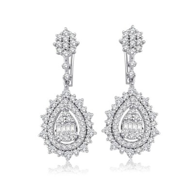 1.53 Karat Pırlanta Damla Baget Küpe - Baroni Diamond (1)