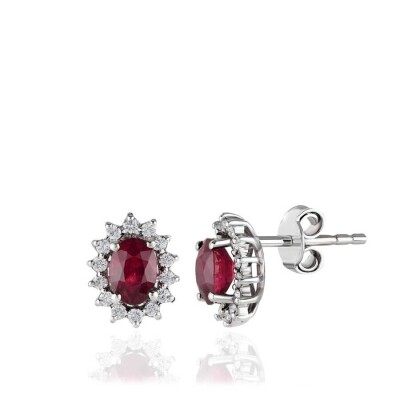 1.53 Karat Pırlanta Yakut Küpe - 1