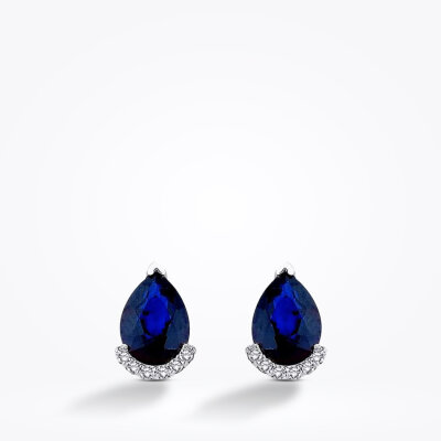 1.55 Karat Pırlanta Safir Küpe - 2