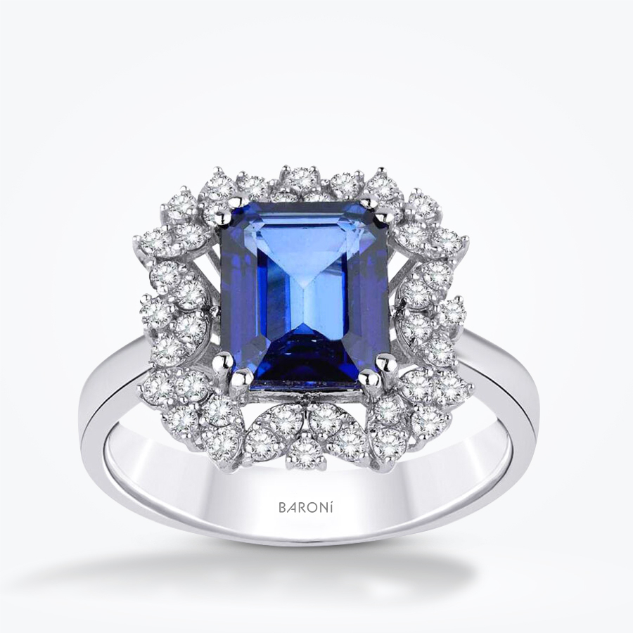 1.57 Karat Pırlanta Safir Yüzük - Baroni Diamond