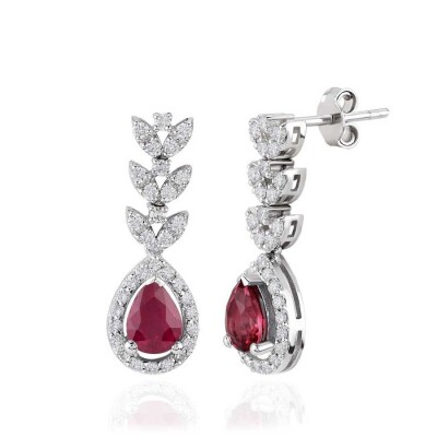 1.57 Karat Pırlanta Yakut Küpe - Baroni Diamond