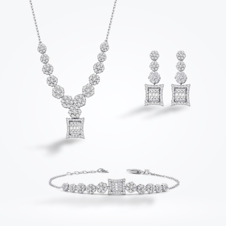 1.58 Karat Pırlanta Baget Çiçek Set - Baroni Diamond