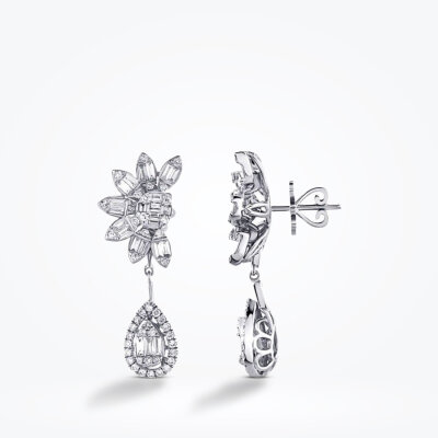 1.59 Karat Pırlanta Baget Küpe - 1