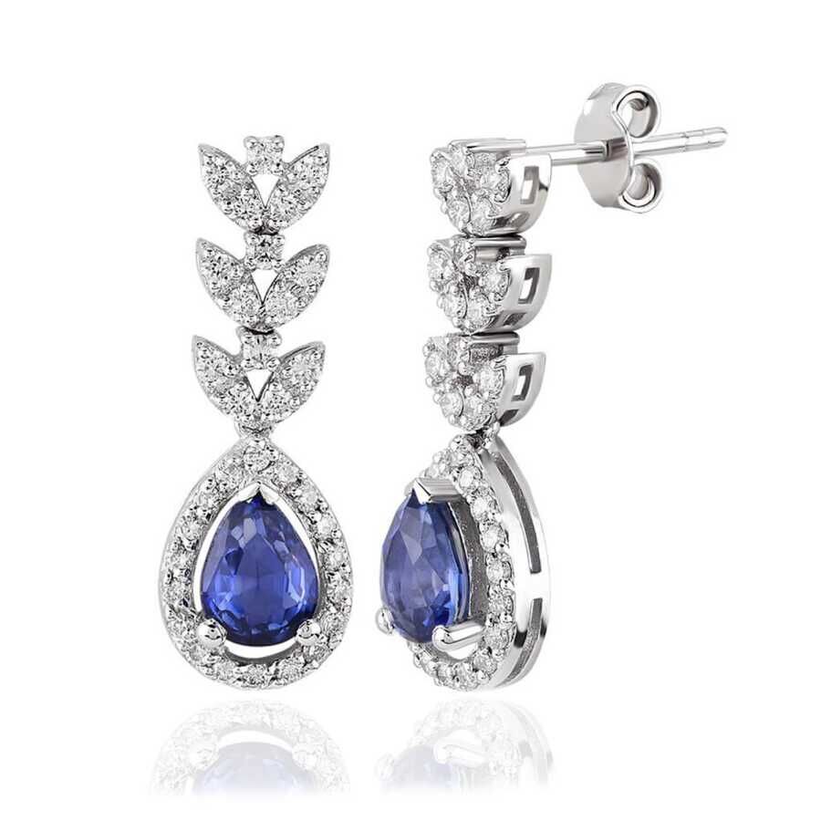 1.59 Karat Pırlanta Safir Küpe