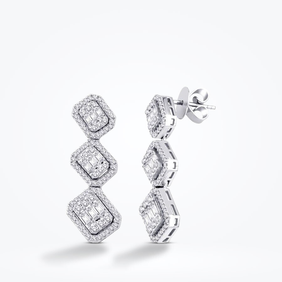 1.60 Karat Pırlanta Baget Küpe - Baroni Diamond