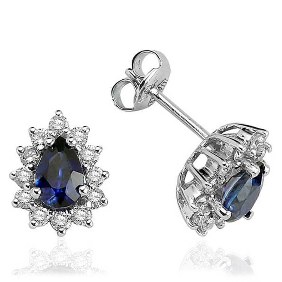 1.60 Karat Pırlanta Safir Küpe