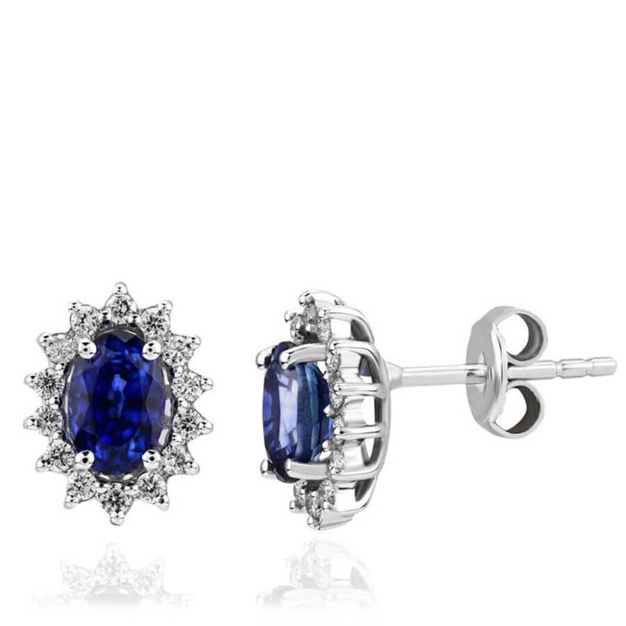 1.61 Karat Pırlanta Safir Küpe