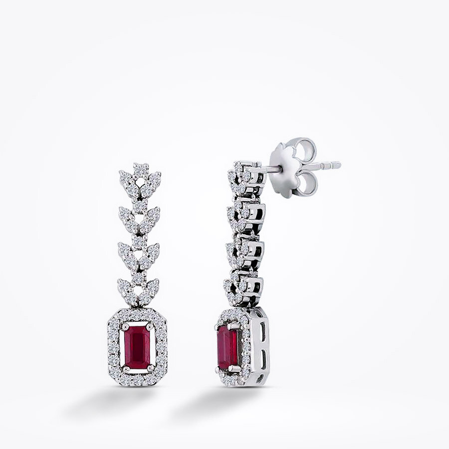 1.63 Karat Pırlanta Yakut Küpe - Baroni Diamond