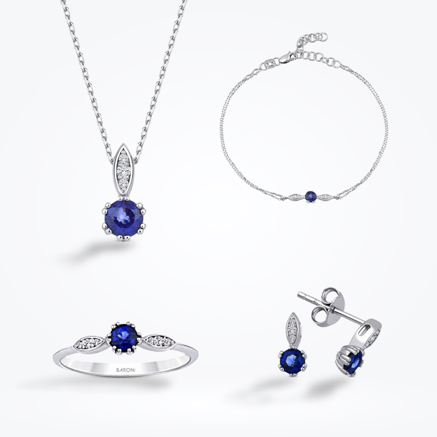 1.65 Karat Pırlanta Safir Set - Baroni Diamond