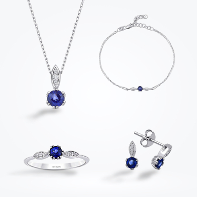 1.65 Karat Pırlanta Safir Set 