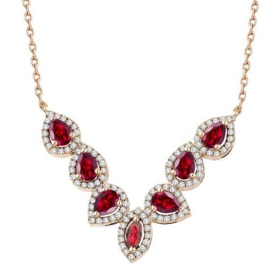 1.66 Karat Pırlanta Yakut Kolye - 1