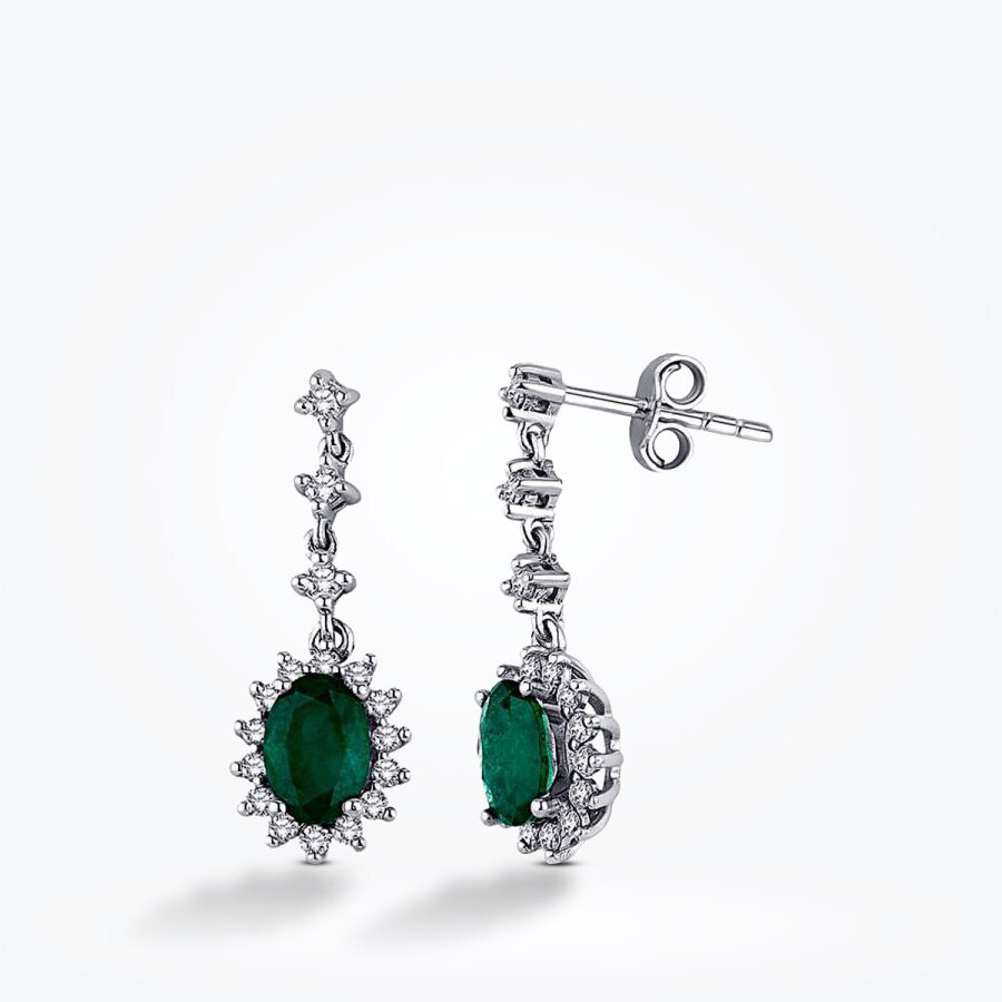 1.66 Karat Pırlanta Zümrüt Küpe - Baroni Diamond