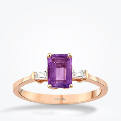 1.68 Karat Pırlanta Ametist Yüzük - 1