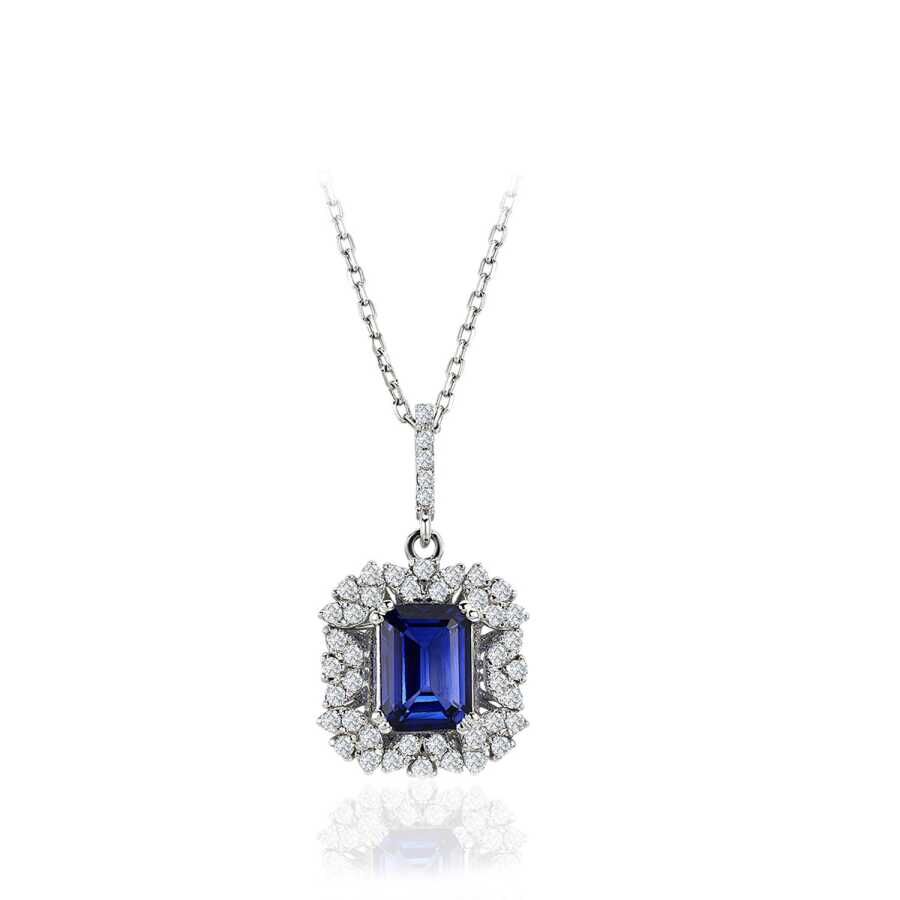 1.68 Karat Pırlanta Safir Kolye